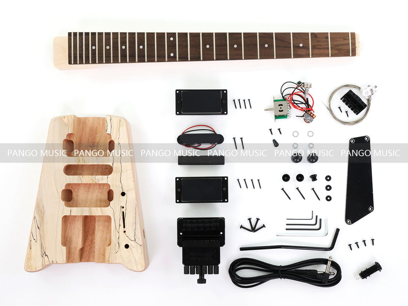 Pango Music Headless Electric Guitar Kit with Double Locking Tremolo & Spalted Maple Top (PWY-337)