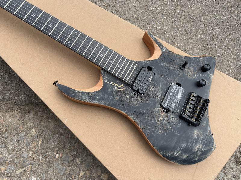 Pango Music Headless Electric Guitar with Burl Maple Top & 5-piece Neck (YMZ-103X)
