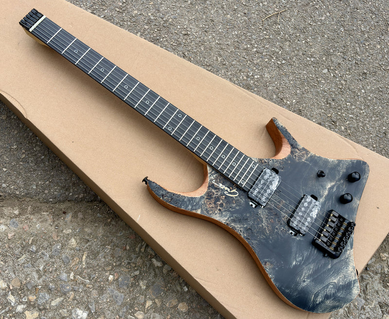 Pango Music Headless Electric Guitar with Burl Maple Top & 5-piece Neck (YMZ-103X)