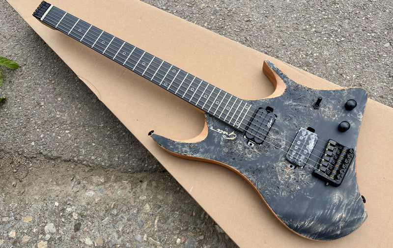 Pango Music Headless Electric Guitar with Burl Maple Top & 5-piece Neck (YMZ-103X)