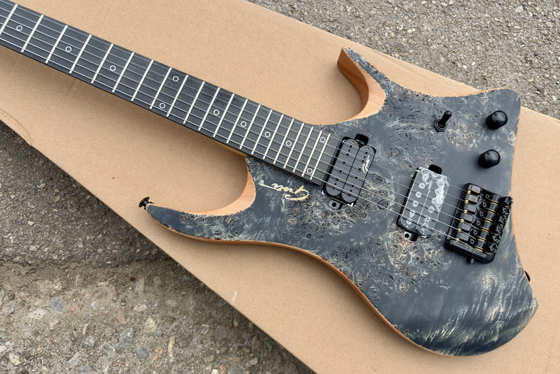 Pango Music Headless Electric Guitar with Burl Maple Top & 5-piece Neck (YMZ-103X)