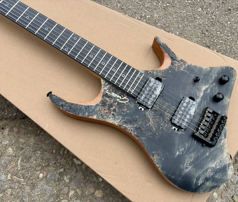 Pango Music Headless Electric Guitar with Burl Maple Top & 5-piece Neck (YMZ-103X)