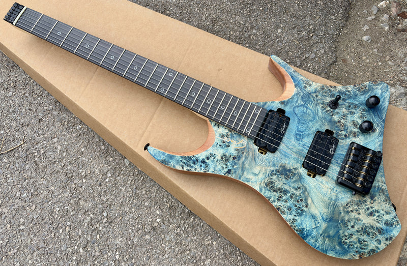 Pango Music Headless Electric Guitar with Burl Maple Top & 5-piece Neck (YMZ-260)