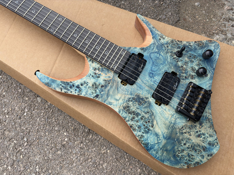 Pango Music Headless Electric Guitar with Burl Maple Top & 5-piece Neck (YMZ-260)