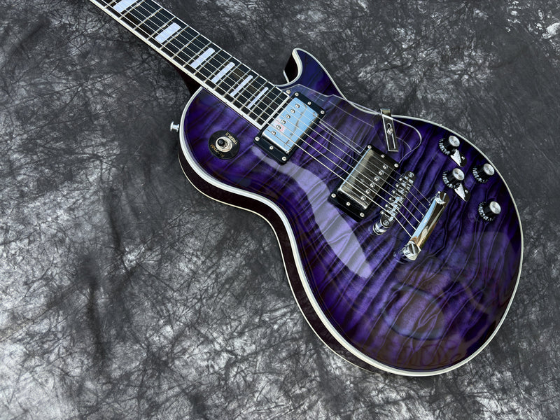 Pango Music LP Custom Style Electric Guitar with Gloss Transparent Purple Burst Finish (YMZ-264)