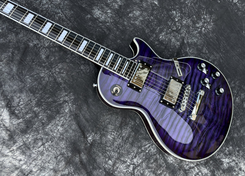Pango Music LP Custom Style Electric Guitar with Gloss Transparent Purple Burst Finish (YMZ-264)