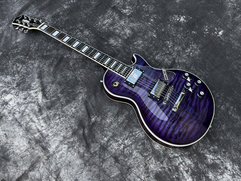 Pango Music LP Custom Style Electric Guitar with Gloss Transparent Purple Burst Finish (YMZ-283)