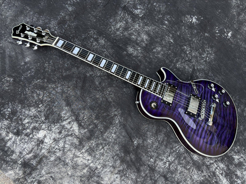 Pango Music LP Custom Style Electric Guitar with Gloss Transparent Purple Burst Finish (YMZ-283)
