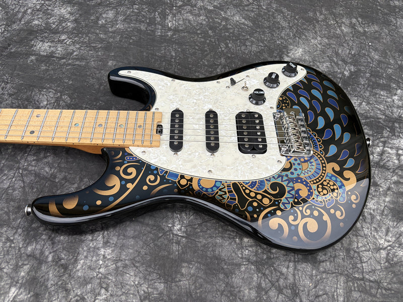 Pango Music Peacock Pattern ST-Style Electric Guitar with Roasted Maple Neck & 2-Point Tremolo (YMZ-239)