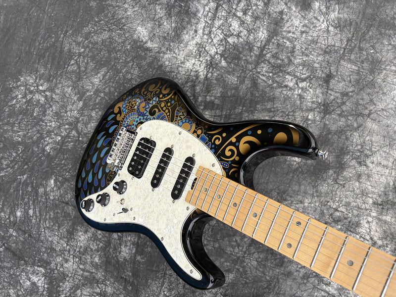 Pango Music Peacock Pattern ST-Style Electric Guitar with Roasted Maple Neck & 2-Point Tremolo (YMZ-239)