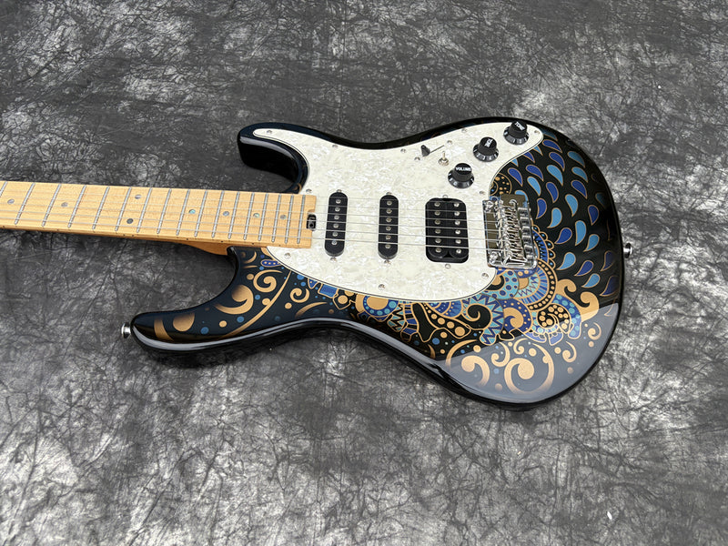 Pango Music Peacock Pattern ST-Style Electric Guitar with Roasted Maple Neck & 2-Point Tremolo (YMZ-239)