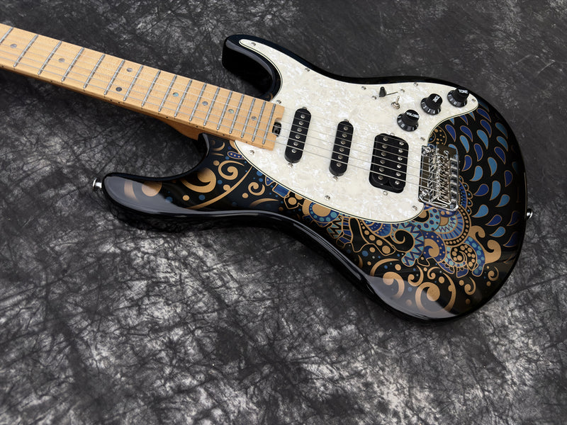 Pango Music Peacock Pattern ST-Style Electric Guitar with Roasted Maple Neck & 2-Point Tremolo (YMZ-239)