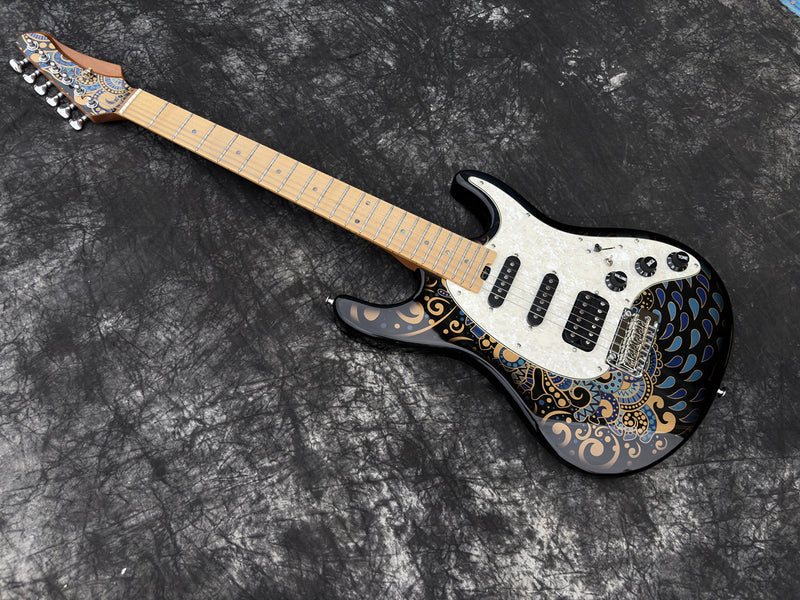 Pango Music Peacock Pattern ST-Style Electric Guitar with Roasted Maple Neck & 2-Point Tremolo (YMZ-239)