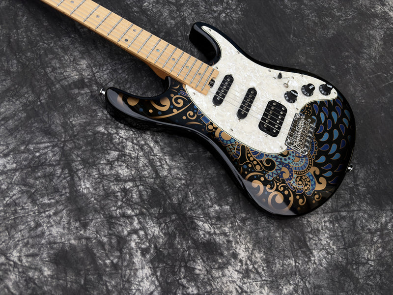 Pango Music Peacock Pattern ST-Style Electric Guitar with Roasted Maple Neck & 2-Point Tremolo (YMZ-239)