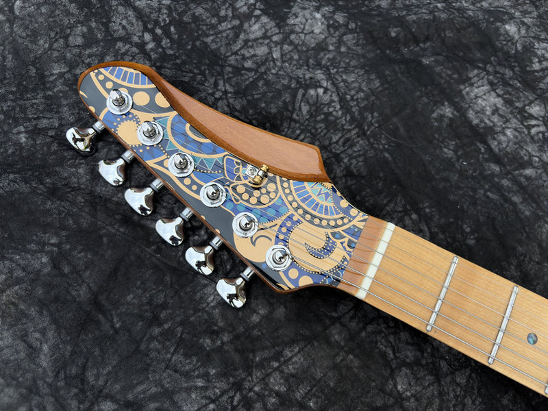 Pango Music Peacock Pattern ST-Style Electric Guitar with Roasted Maple Neck & 2-Point Tremolo (YMZ-239)