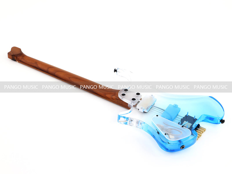 Pango Music Transparent Blue Fade Solid Acrylic Body Headless Electric Guitar (PHG-179-B)