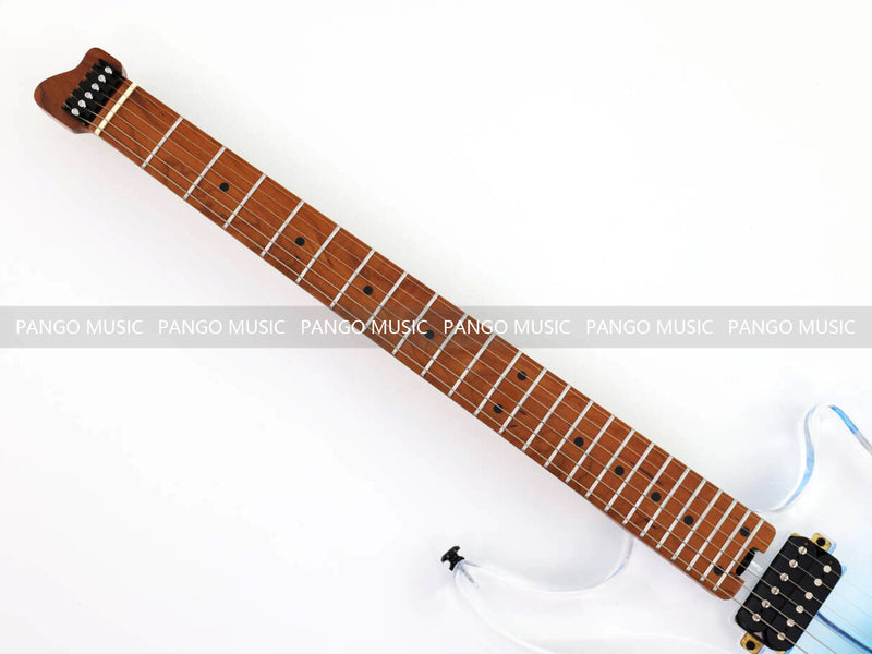 Pango Music Transparent Blue Fade Solid Acrylic Body Headless Electric Guitar (PHG-179-B)
