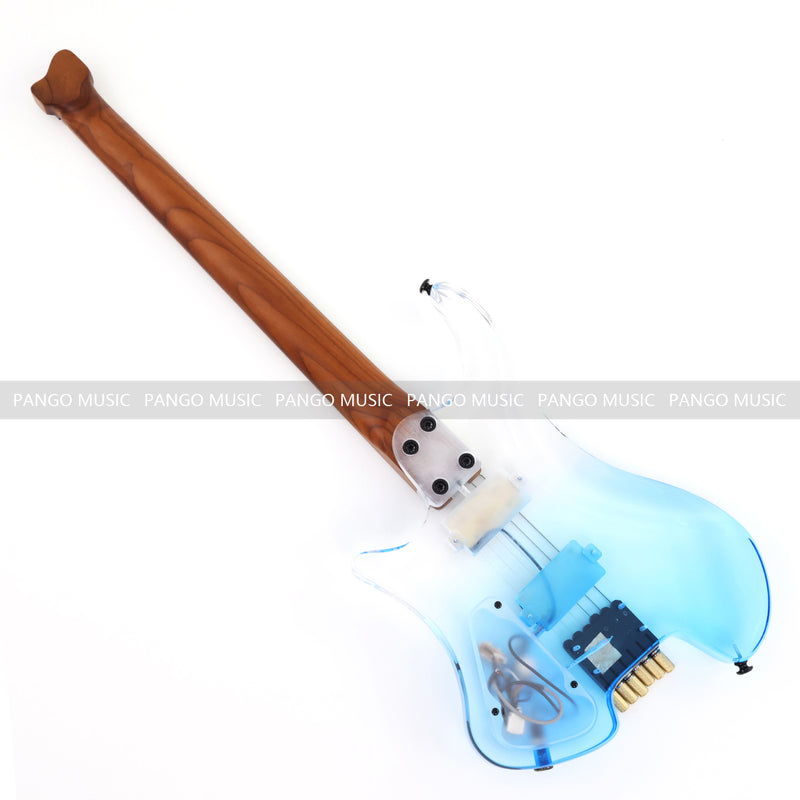 Pango Music Transparent Blue Fade Solid Acrylic Body Headless Electric Guitar (PHG-179-B)
