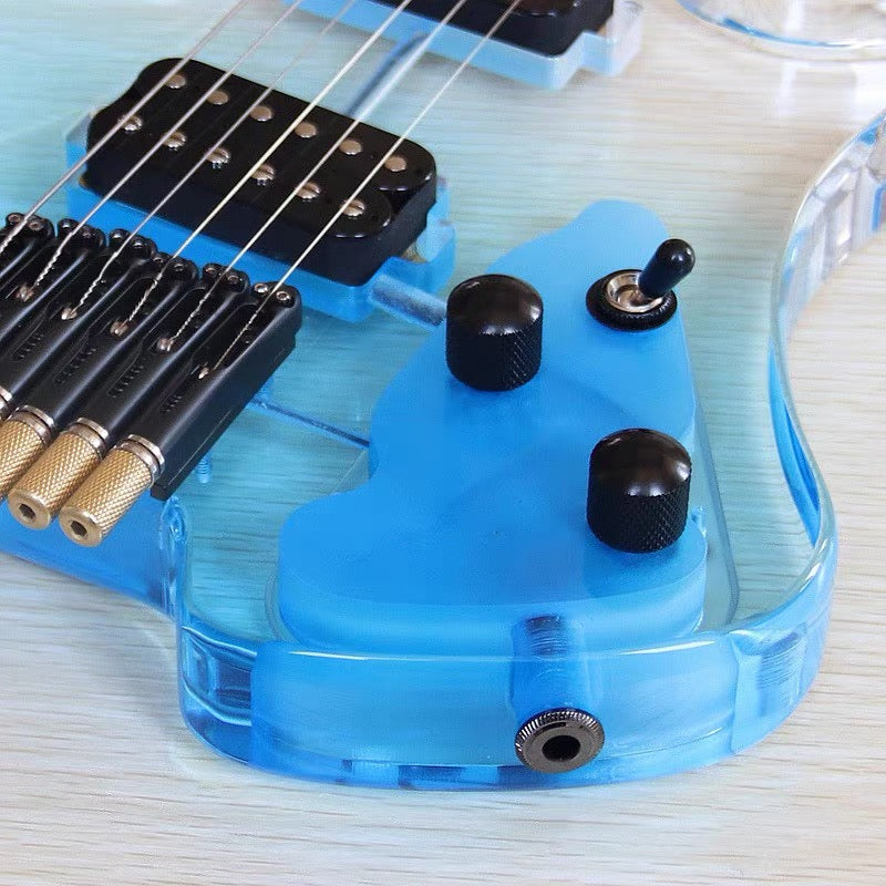 Pango Music Transparent Fade Solid Acrylic Body Headless Electric Guitar (PHG-179)