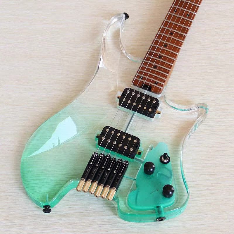 Pango Music Transparent Fade Solid Acrylic Body Headless Electric Guitar (PHG-179)