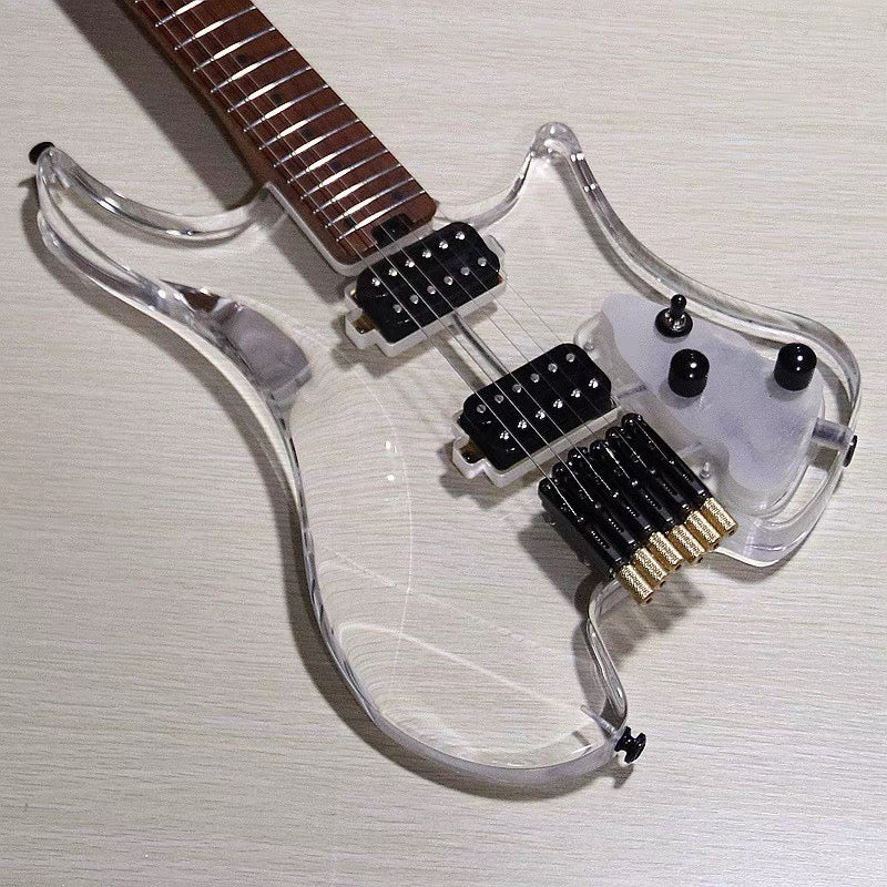 Pango Music Transparent Fade Solid Acrylic Body Headless Electric Guitar (PHG-179)