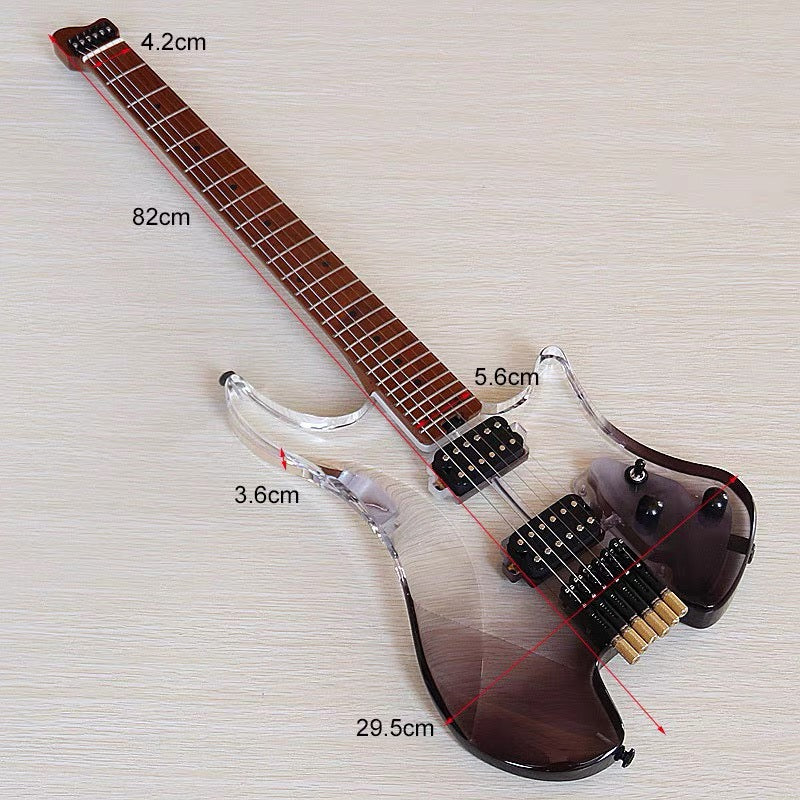 Pango Music Transparent Fade Solid Acrylic Body Headless Electric Guitar (PHG-179)