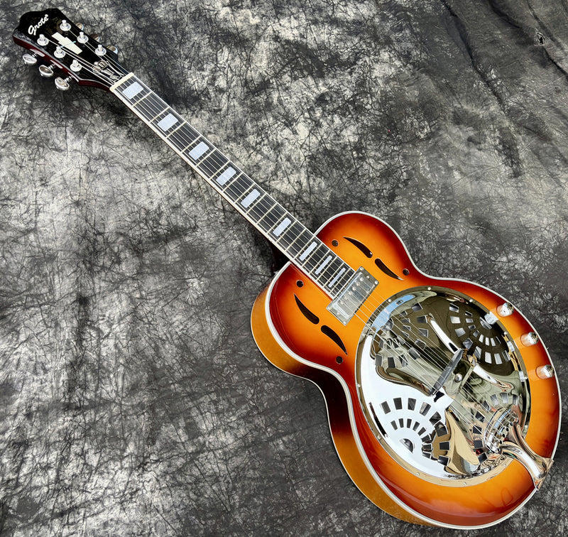 Pango Music Vintage Sunburst Resonator Electric Guitar (YMZ-015)