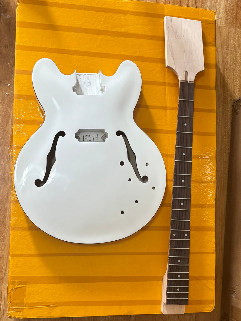 Pango Music 4 String Semi Hollow 335 Style DIY Electric Bass Guitar Kit (19574, Limited Edition)