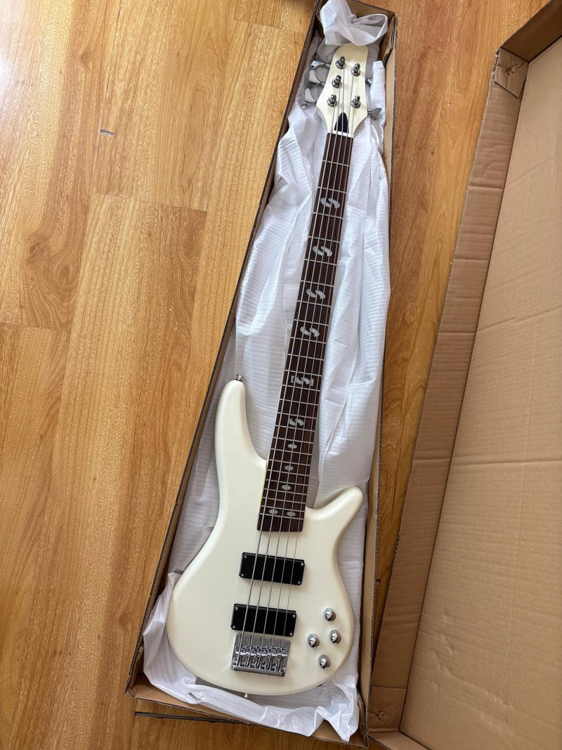 Pango Music 5 String Alder Body Electric Bass Guitar with Satin Ivory Finish (LEB-451)