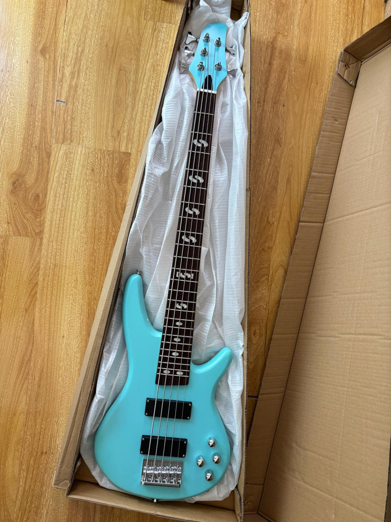 Pango Music 5 String Alder Body Electric Bass Guitar with Satin Mint Green Finish (LEB-450)