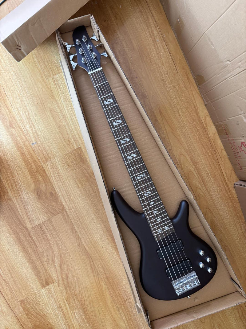 Pango Music 6 String Alder Body Electric Bass Guitar with Satin Black Finish (LEB-480)