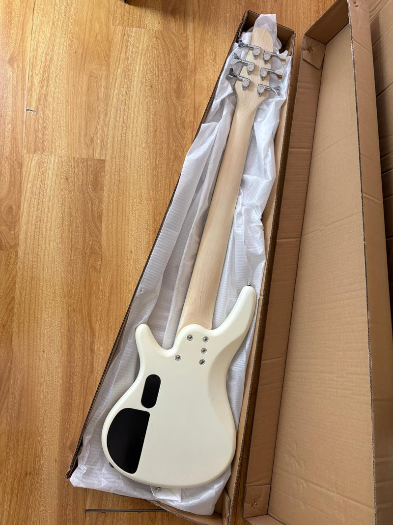 Pango Music 6 String Alder Body Electric Bass Guitar with Satin Ivory Finish (LEB-482)