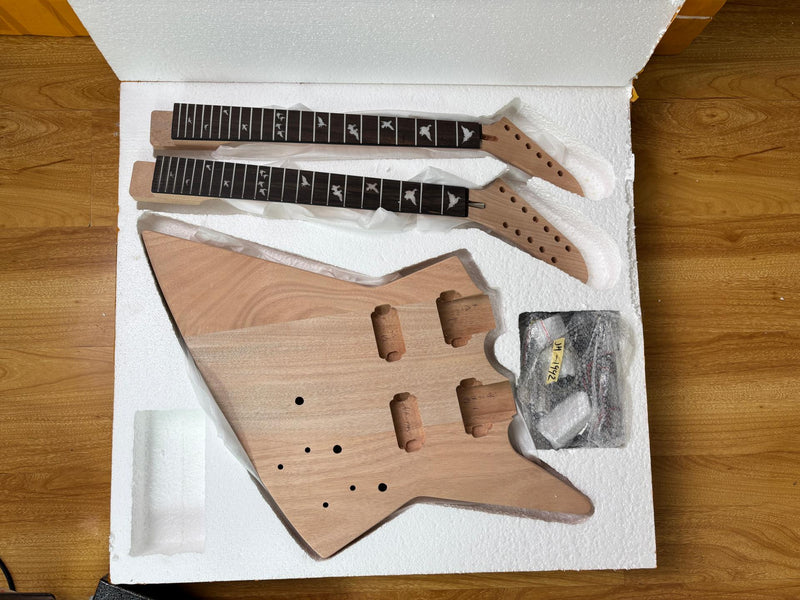 Pango Music Double Neck Explorer Style DIY Electric Guitar Kit (PJH-1992)
