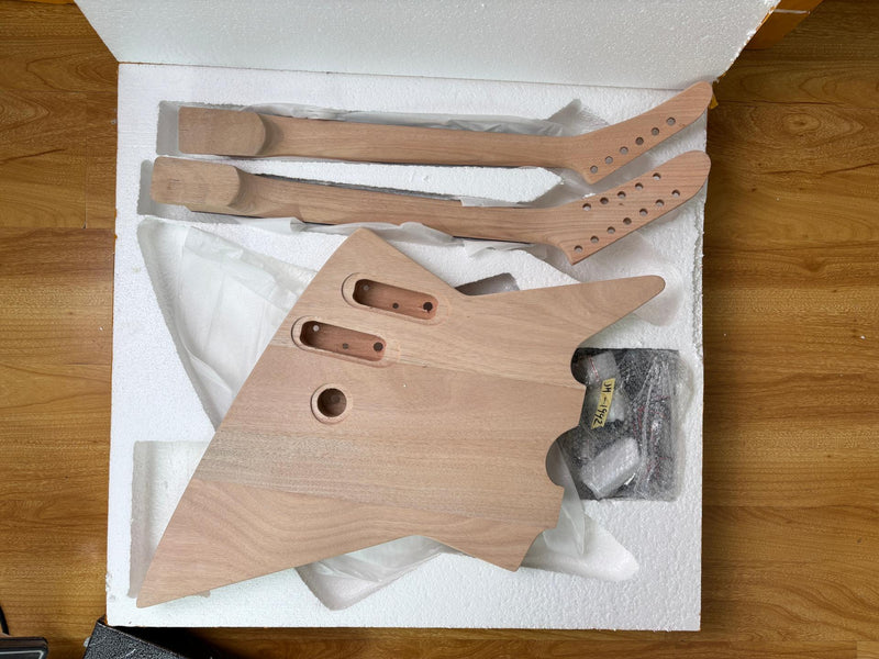 Pango Music Double Neck Explorer Style DIY Electric Guitar Kit (PJH-1992)