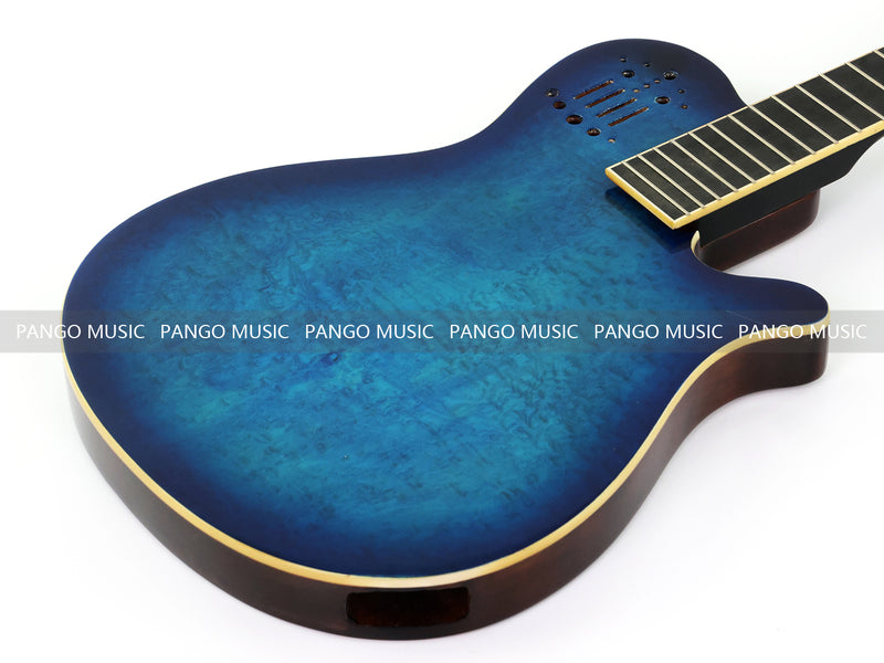 Pre-Finished Gloss Blue Burst Silent Travel Guitar - Frets & Neck Plate Installed, No Additional Parts or Electronics(PJY-004)