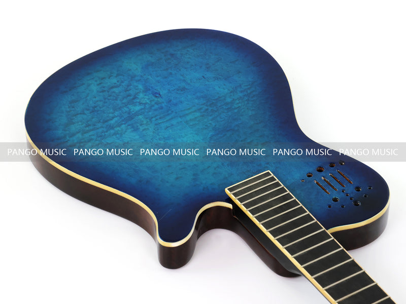 Pre-Finished Gloss Blue Burst Silent Travel Guitar - Frets & Neck Plate Installed, No Additional Parts or Electronics(PJY-004)