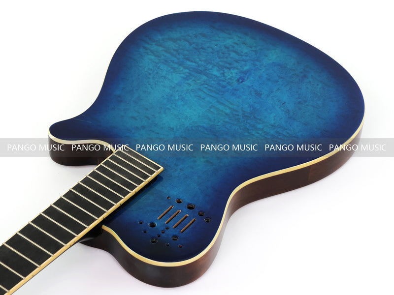 Pre-Finished Gloss Blue Burst Silent Travel Guitar - Frets & Neck Plate Installed, No Additional Parts or Electronics(PJY-004)