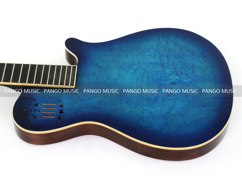 Pre-Finished Gloss Blue Burst Silent Travel Guitar - Frets & Neck Plate Installed, No Additional Parts or Electronics(PJY-004)