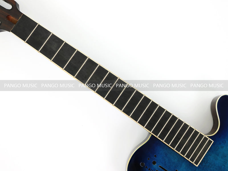 Pre-Finished Gloss Blue Burst Silent Travel Guitar - Frets & Neck Plate Installed, No Additional Parts or Electronics(PJY-004)