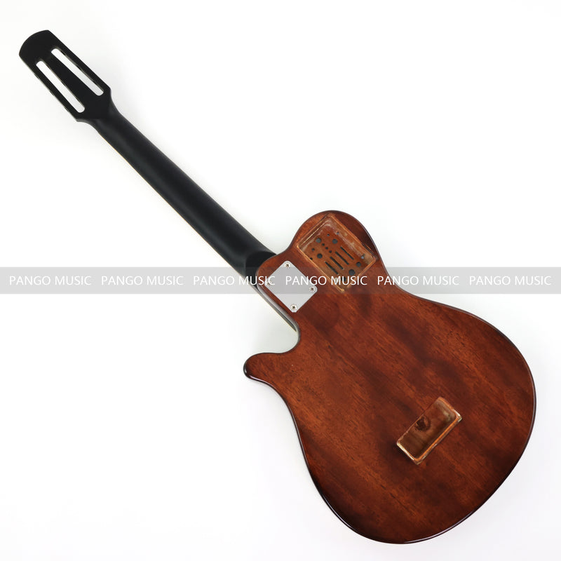 Pre-Finished Gloss Blue Burst Silent Travel Guitar - Frets & Neck Plate Installed, No Additional Parts or Electronics(PJY-004)