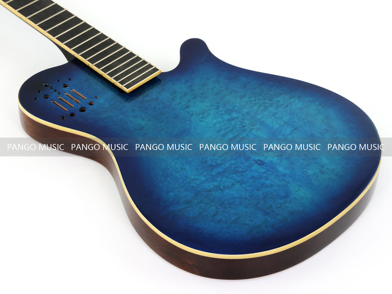 Pre-Finished Gloss Blue Burst Silent Travel Guitar - Frets & Neck Plate Installed, No Additional Parts or Electronics(PJY-004)