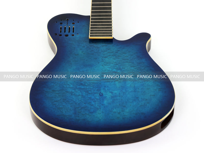 Pre-Finished Gloss Blue Burst Silent Travel Guitar - Frets & Neck Plate Installed, No Additional Parts or Electronics(PJY-004)