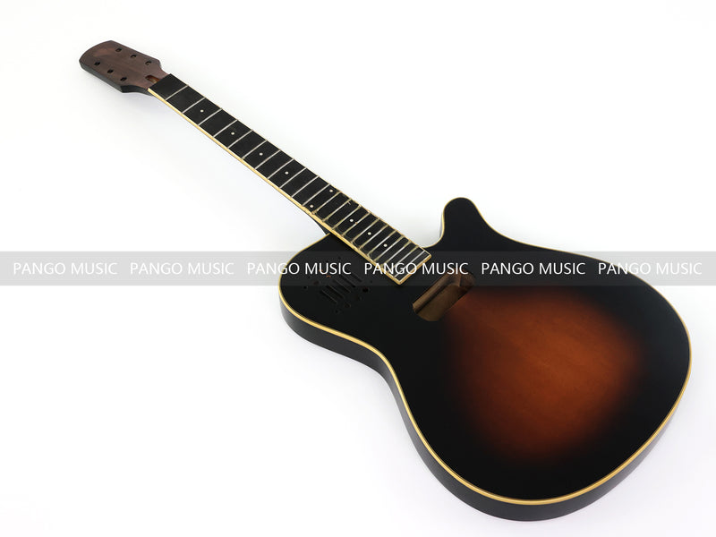Pre-Finished Matte Sunburst Silent Travel Guitar - Frets & Neck Plate Installed, No Additional Parts or Electronics(PJY-003)