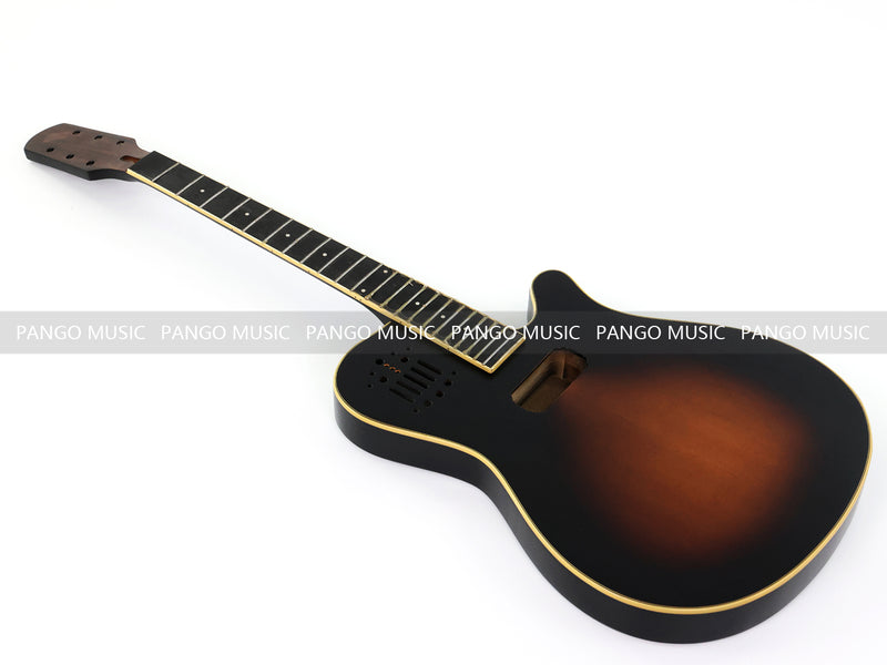 Pre-Finished Matte Sunburst Silent Travel Guitar - Frets & Neck Plate Installed, No Additional Parts or Electronics(PJY-003)