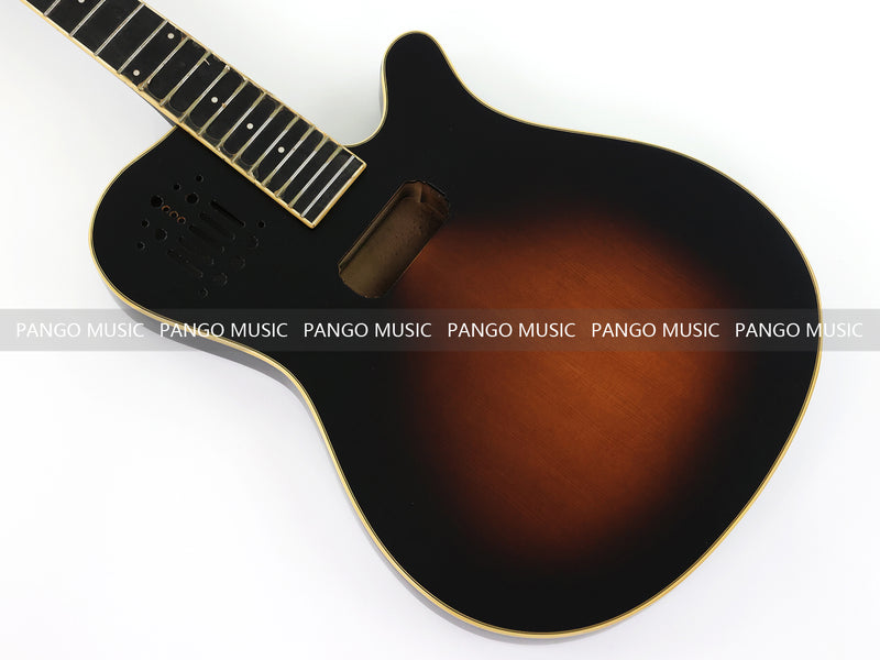 Pre-Finished Matte Sunburst Silent Travel Guitar - Frets & Neck Plate Installed, No Additional Parts or Electronics(PJY-003)