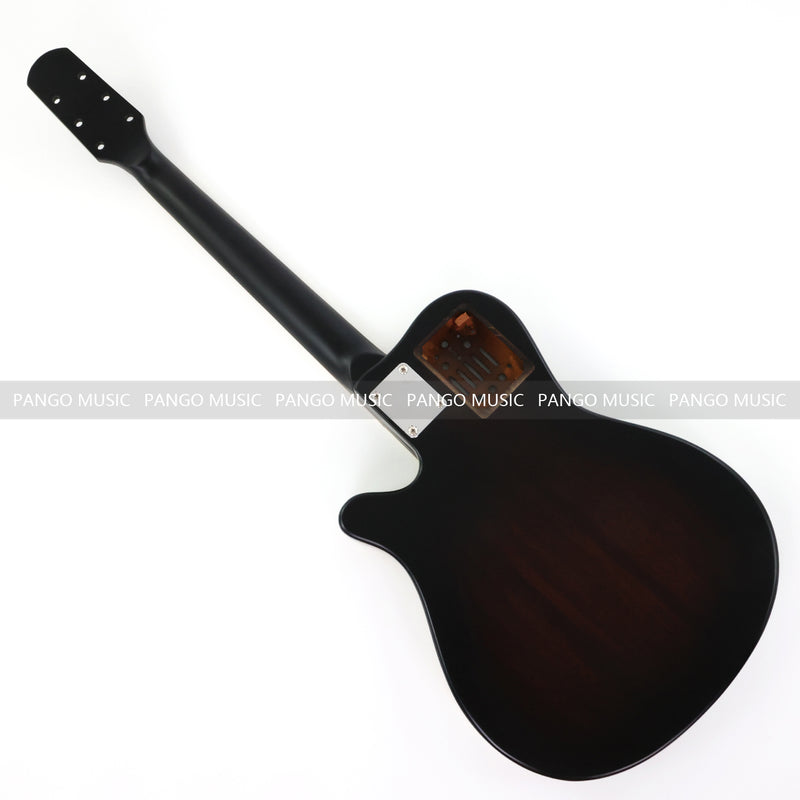 Pre-Finished Matte Sunburst Silent Travel Guitar - Frets & Neck Plate Installed, No Additional Parts or Electronics(PJY-003)