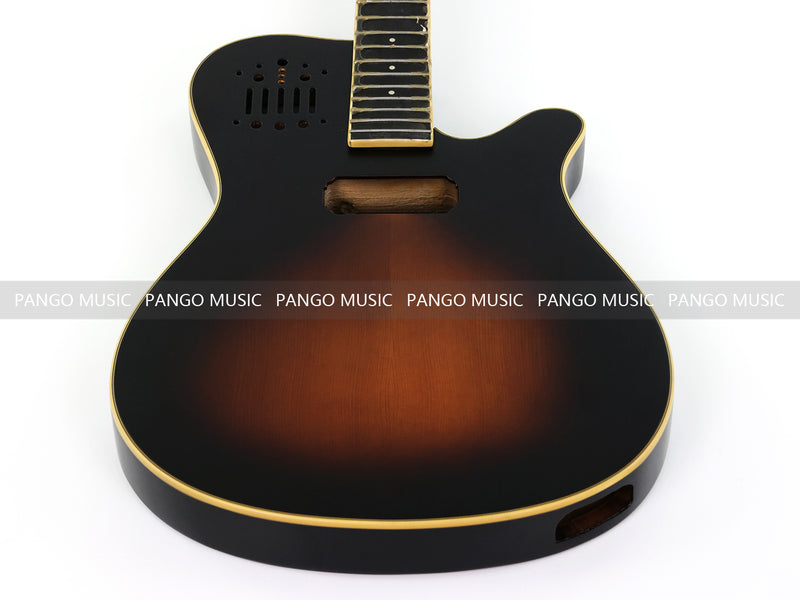 Pre-Finished Matte Sunburst Silent Travel Guitar - Frets & Neck Plate Installed, No Additional Parts or Electronics(PJY-003)