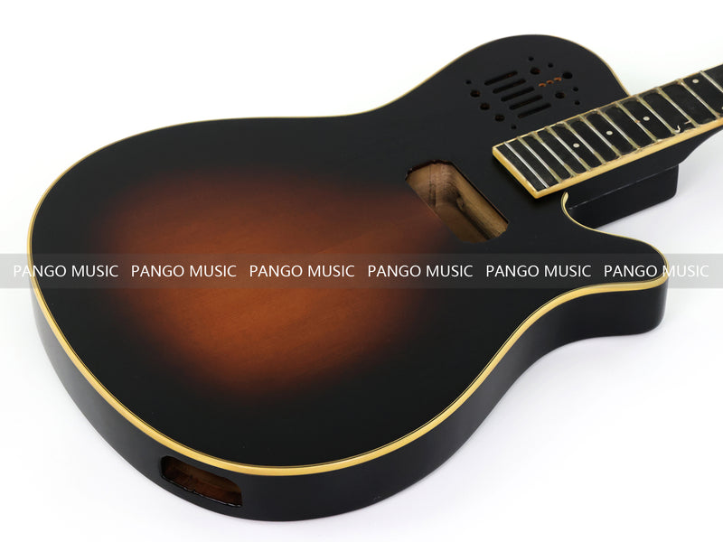 Pre-Finished Matte Sunburst Silent Travel Guitar - Frets & Neck Plate Installed, No Additional Parts or Electronics(PJY-003)