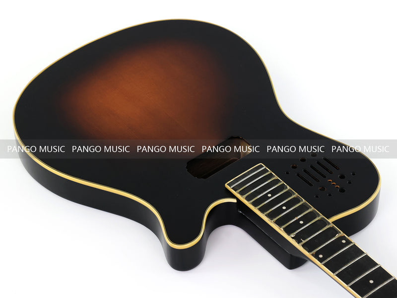 Pre-Finished Matte Sunburst Silent Travel Guitar - Frets & Neck Plate Installed, No Additional Parts or Electronics(PJY-003)