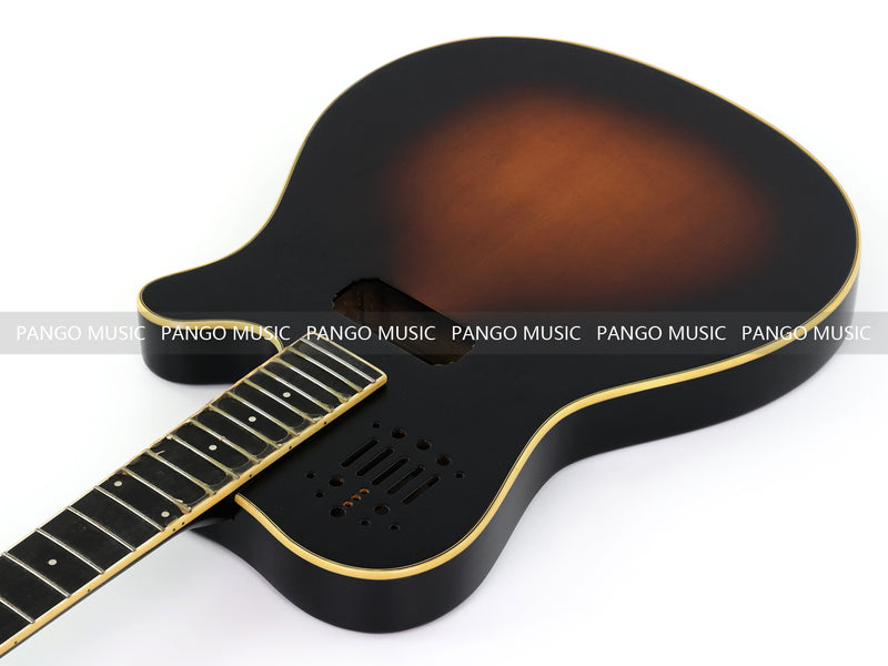 Pre-Finished Matte Sunburst Silent Travel Guitar - Frets & Neck Plate Installed, No Additional Parts or Electronics(PJY-003)